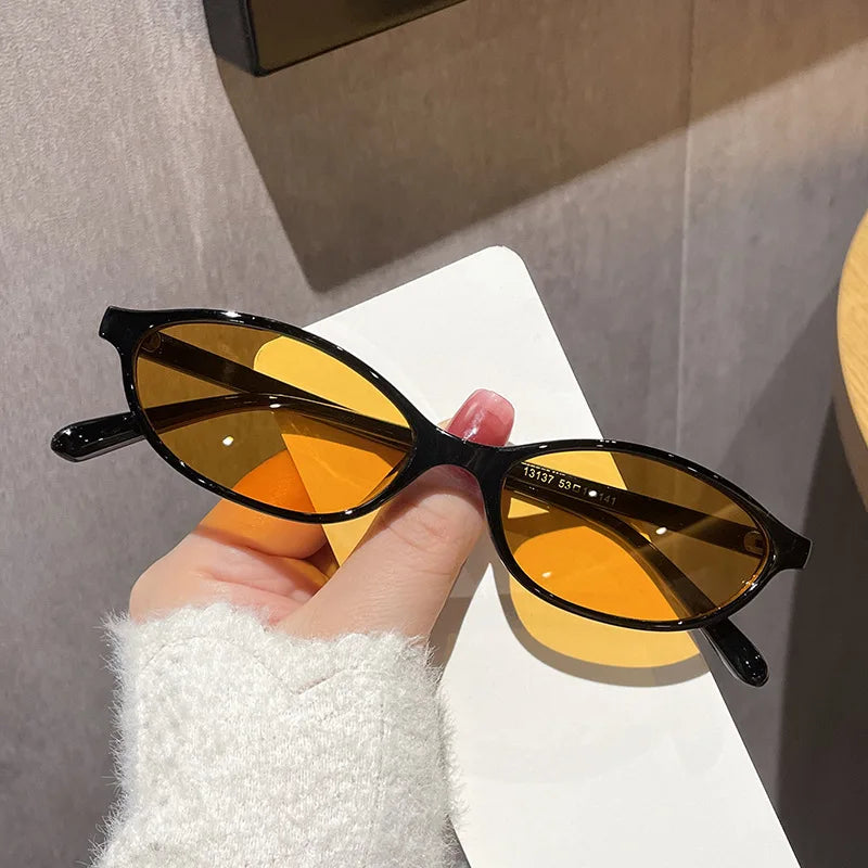Retro Oval Frame Punk Cat Eyes Sunglasses