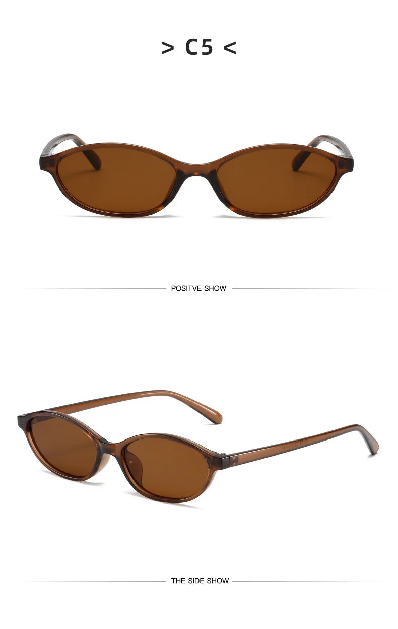 Retro Oval Frame Punk Cat Eyes Sunglasses