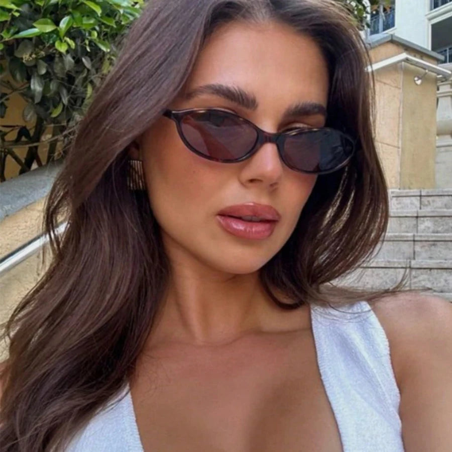 Retro Oval Frame Punk Cat Eyes Sunglasses