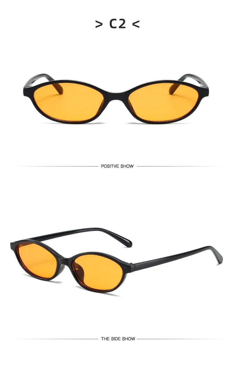 Retro Oval Frame Punk Cat Eyes Sunglasses
