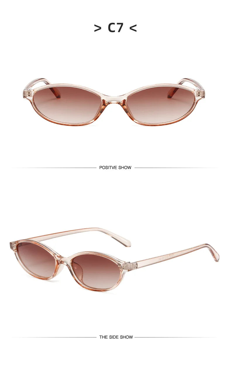 Retro Oval Frame Punk Cat Eyes Sunglasses
