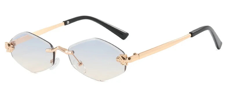 Rmless Brown Rhombus Small Polygonal Women's Sunglasses