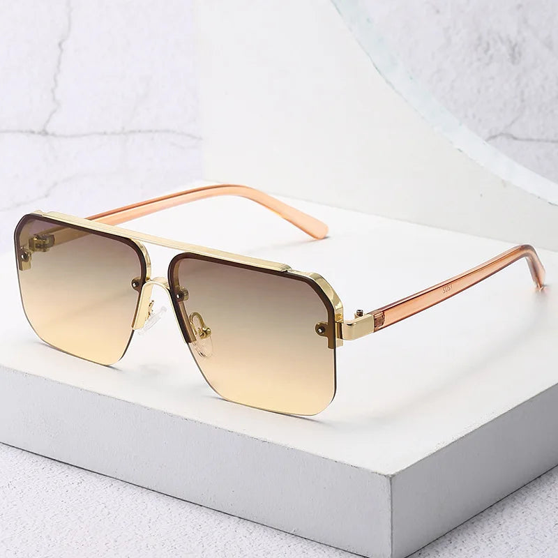 Gradient Men s Luxury Metal Frame Sunglasses Sweet Spectacles