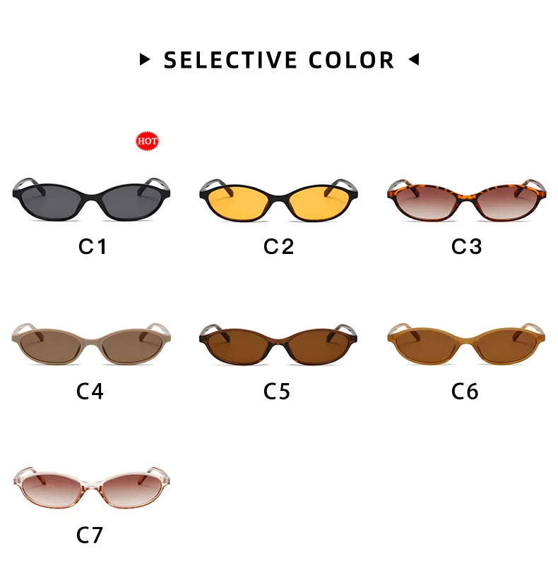 Retro Oval Frame Punk Cat Eyes Sunglasses