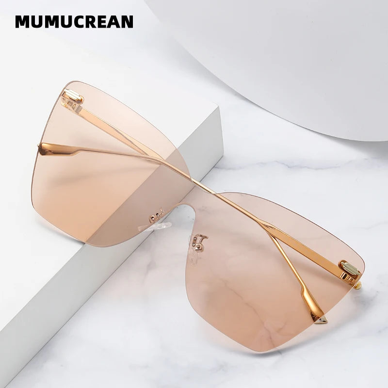Anti-Ultraviolet Women's European and American one-piece Frameless Sunglasses