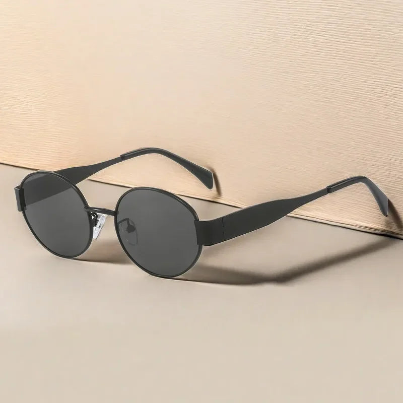 Oculos De Sol Vintage Metal Oval Sunglasses