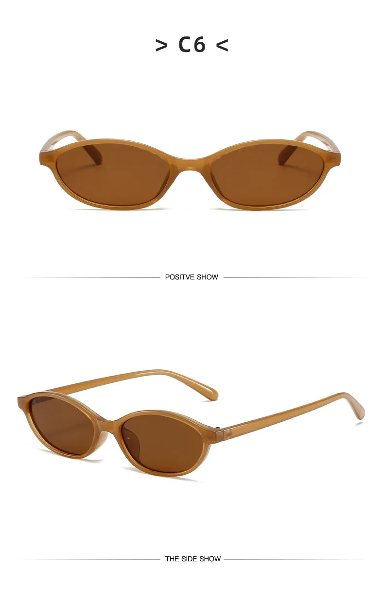 Retro Oval Frame Punk Cat Eyes Sunglasses