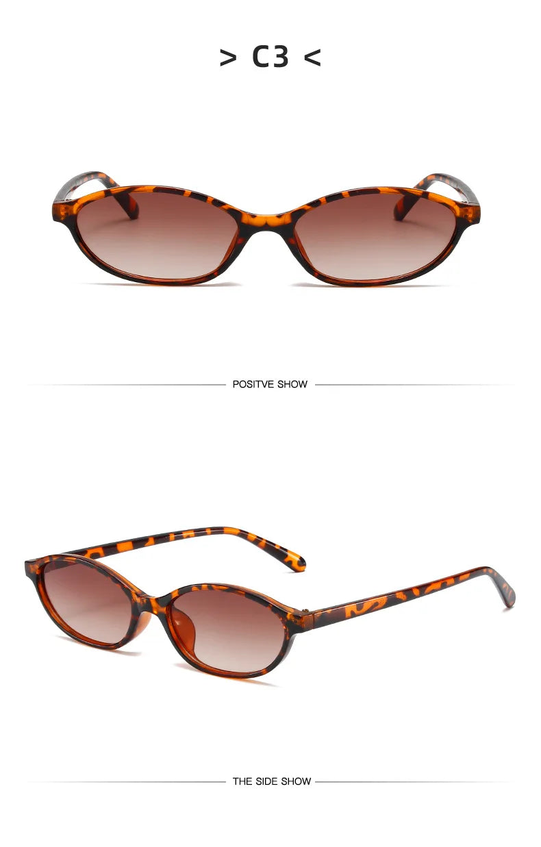 Retro Oval Frame Punk Cat Eyes Sunglasses