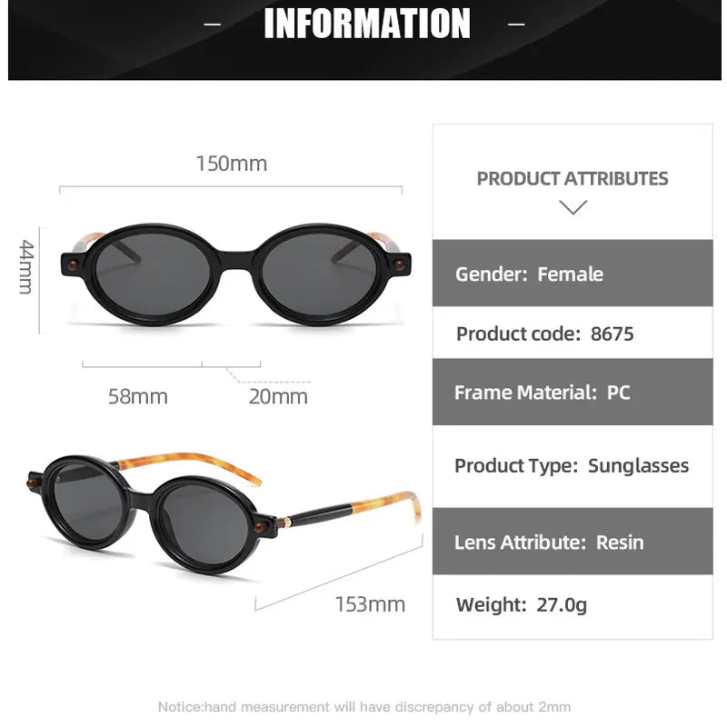 Fashion Retro Small Oval Punk Eyewear Sunglasses