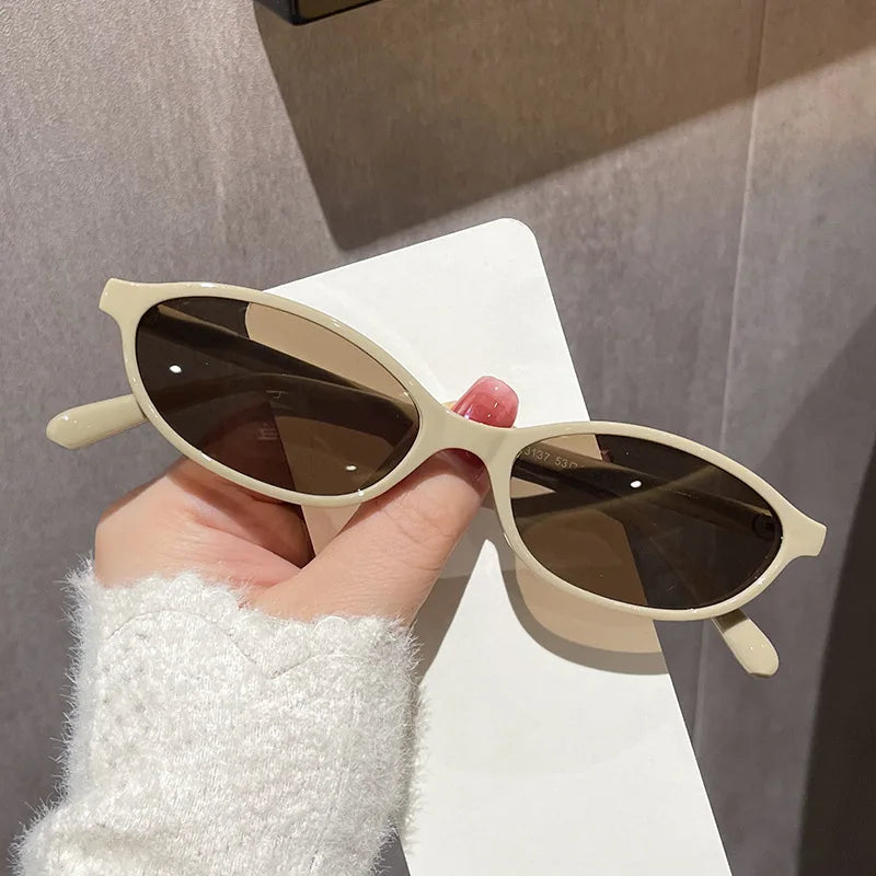 Retro Oval Frame Punk Cat Eyes Sunglasses