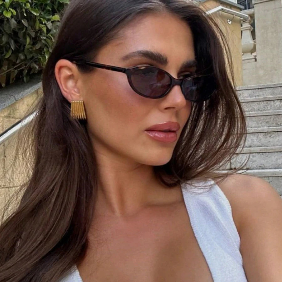 Retro Oval Frame Punk Cat Eyes Sunglasses