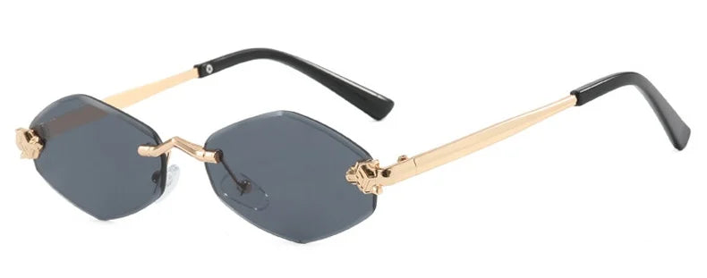 Rmless Brown Rhombus Small Polygonal Women's Sunglasses