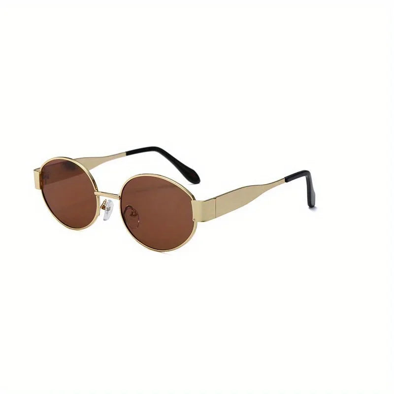 Trendy Metal Frame Oval Women's Sunglasses