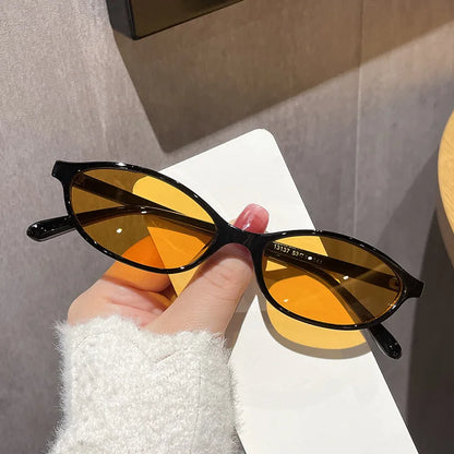 Retro Oval Frame Punk Cat Eyes Sunglasses