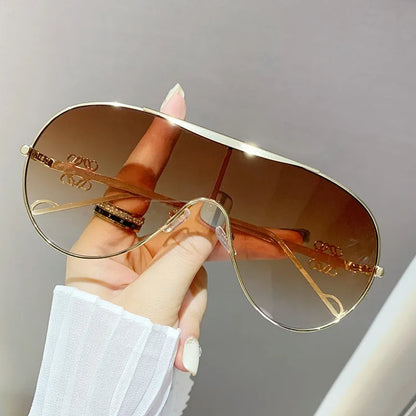 Oversized One-piece Metal Women's Sunglasses