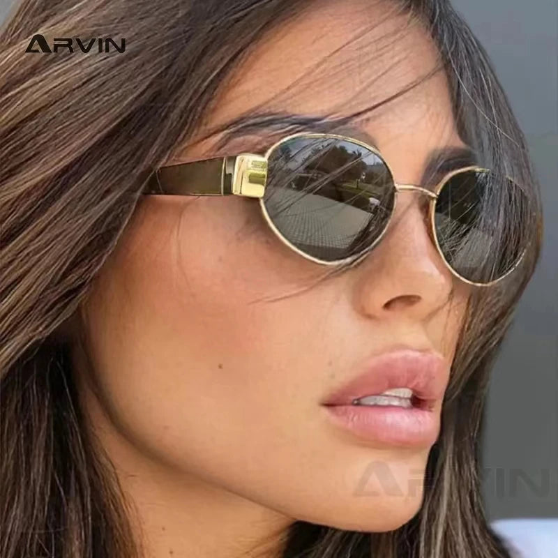 Fashion Luxury Metal Oval Sunglasses