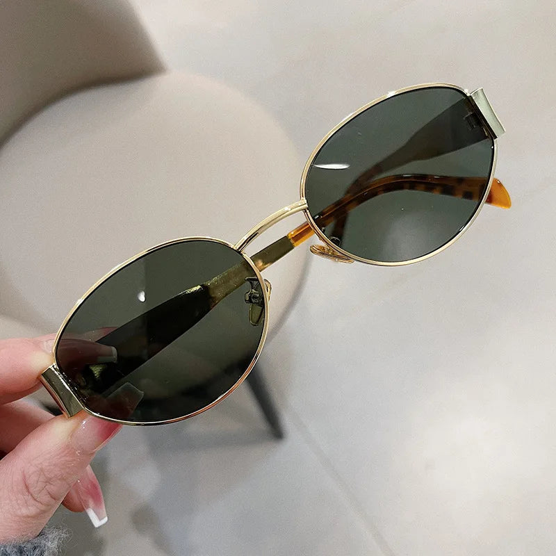 Fashion Luxury Metal Oval Sunglasses