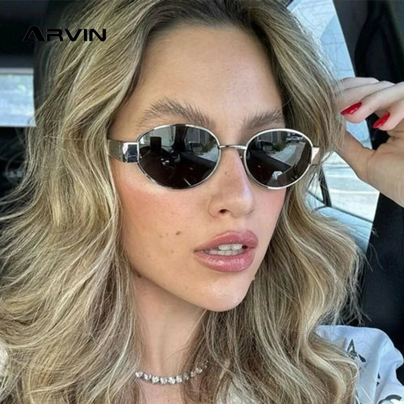 Fashion Luxury Metal Oval Sunglasses