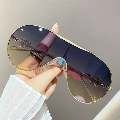 Oversized One-piece Metal Women's Sunglasses
