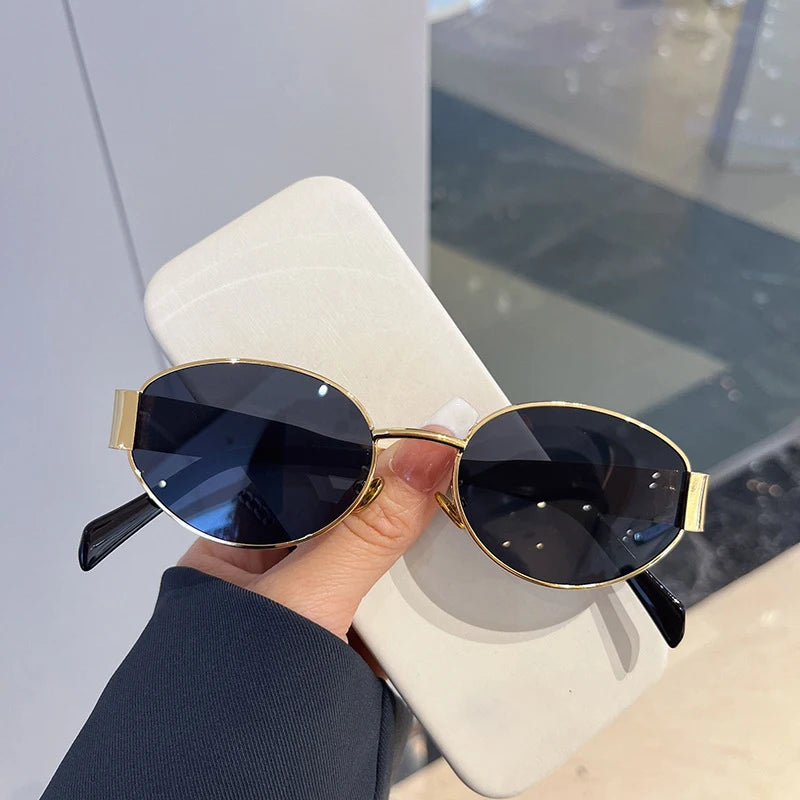 Fashion Luxury Metal Oval Sunglasses