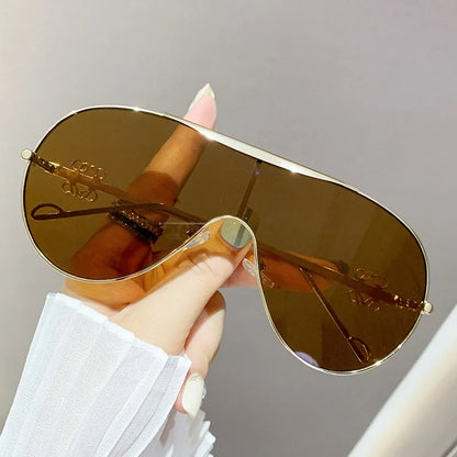 Oversized One-piece Metal Women's Sunglasses
