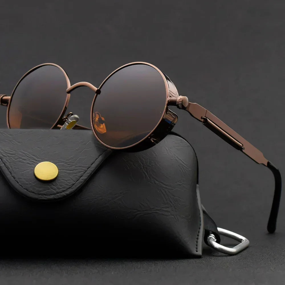 Retro Classic Steampunk Style Round Sunglasses