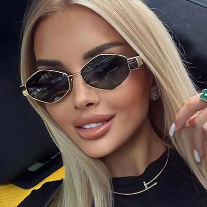 Retro Polygon Oculos De Sol Vintage Special-Shaped Sunglasses