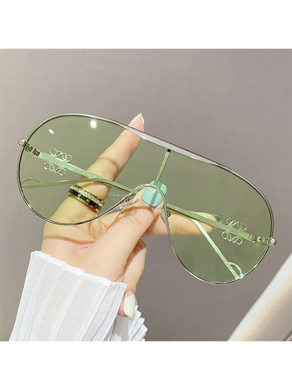 Oversized One-piece Metal Women's Sunglasses