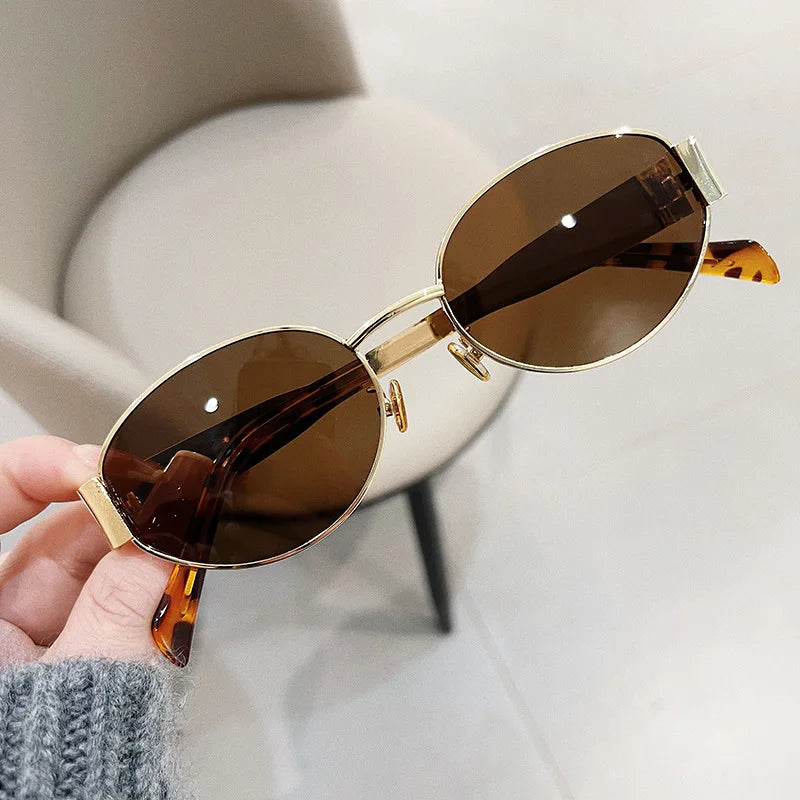 Fashion Luxury Metal Oval Sunglasses