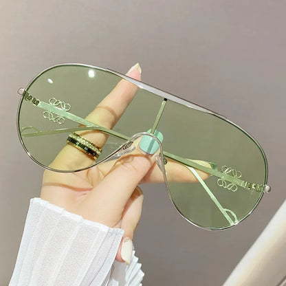 Oversized One-piece Metal Women's Sunglasses