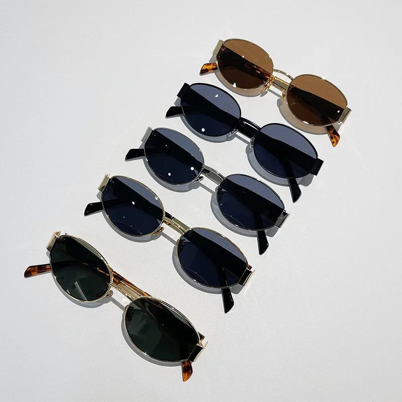 Fashion Luxury Metal Oval Sunglasses