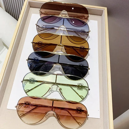 Oversized One-piece Metal Women's Sunglasses