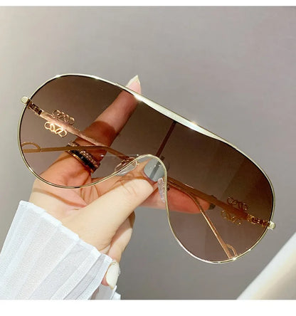 Oversized One-piece Metal Women's Sunglasses