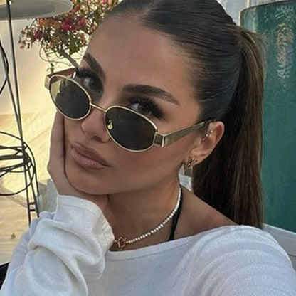 Fashion Luxury Metal Oval Sunglasses