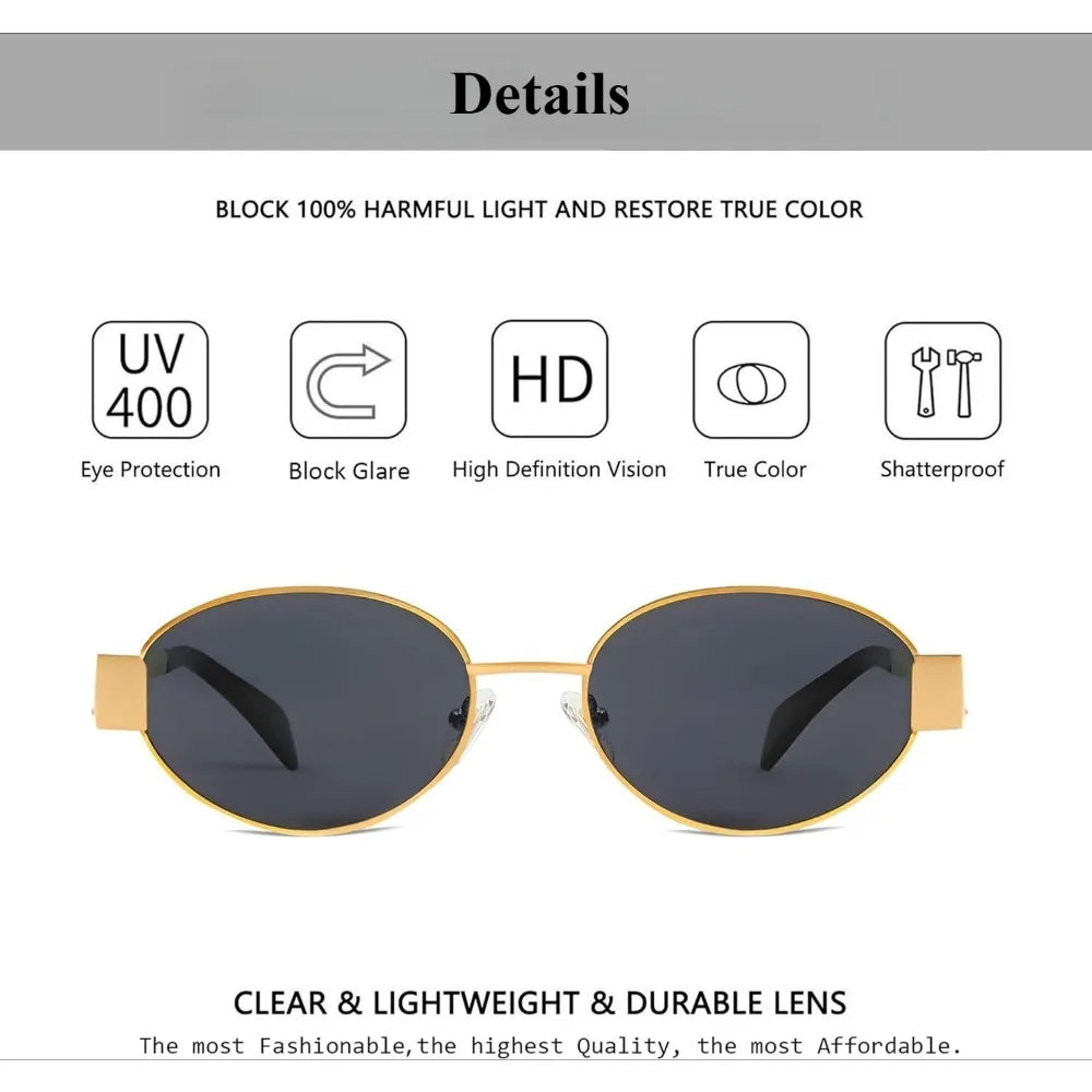 Classic Designer Trendy Retro Oval Sunglasses