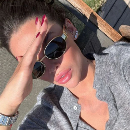 Fashion Luxury Metal Oval Sunglasses