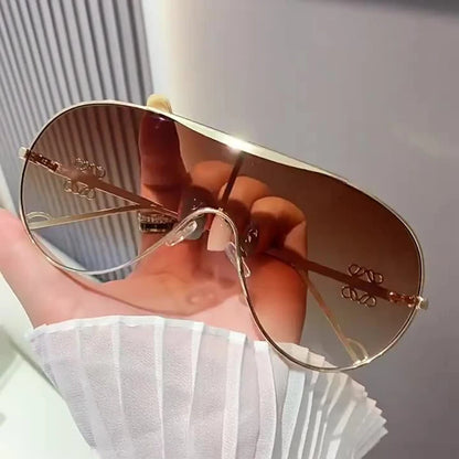 Oversized One-piece Metal Women's Sunglasses