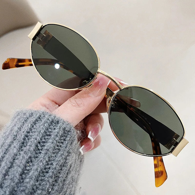 Fashion Luxury Metal Oval Sunglasses