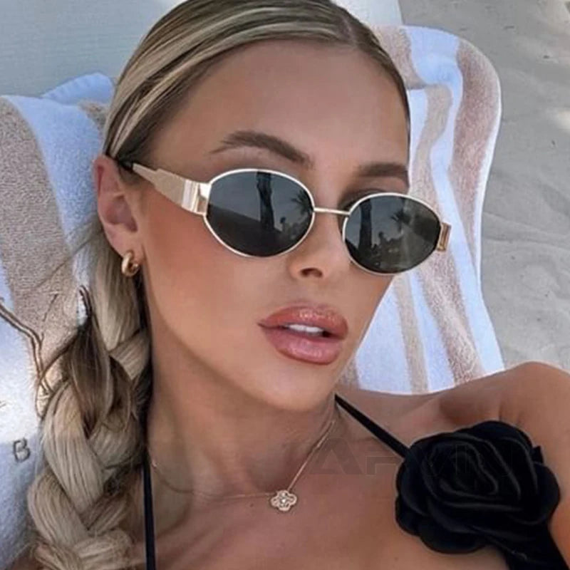 Fashion Luxury Metal Oval Sunglasses