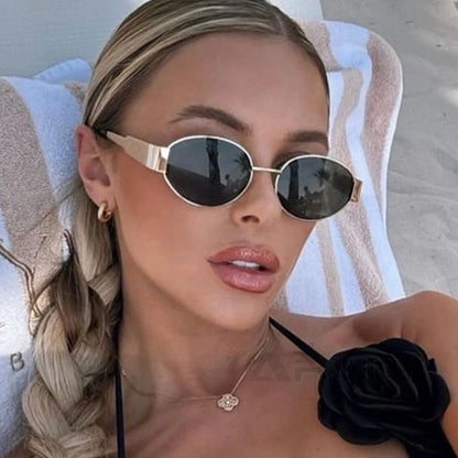Fashion Luxury Metal Oval Sunglasses