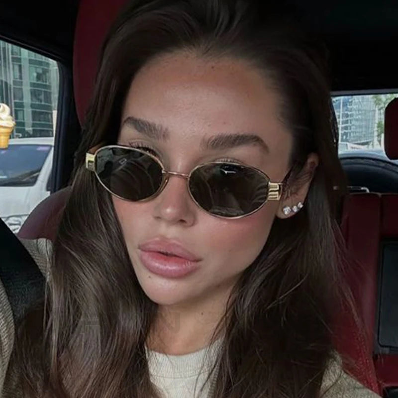Fashion Luxury Metal Oval Sunglasses